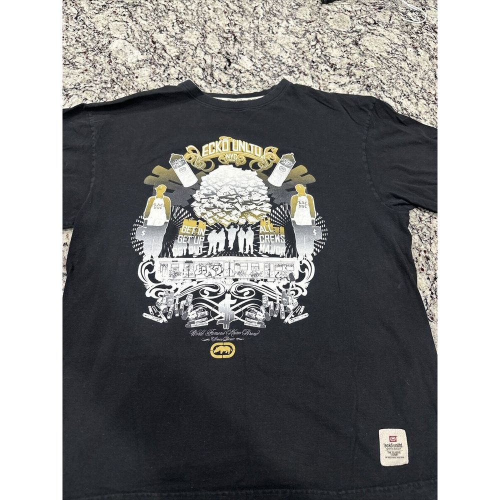 Echo Unlimited Mens Shirt Large Graphic Black‎ Cotton Defined by Design Rhino L
